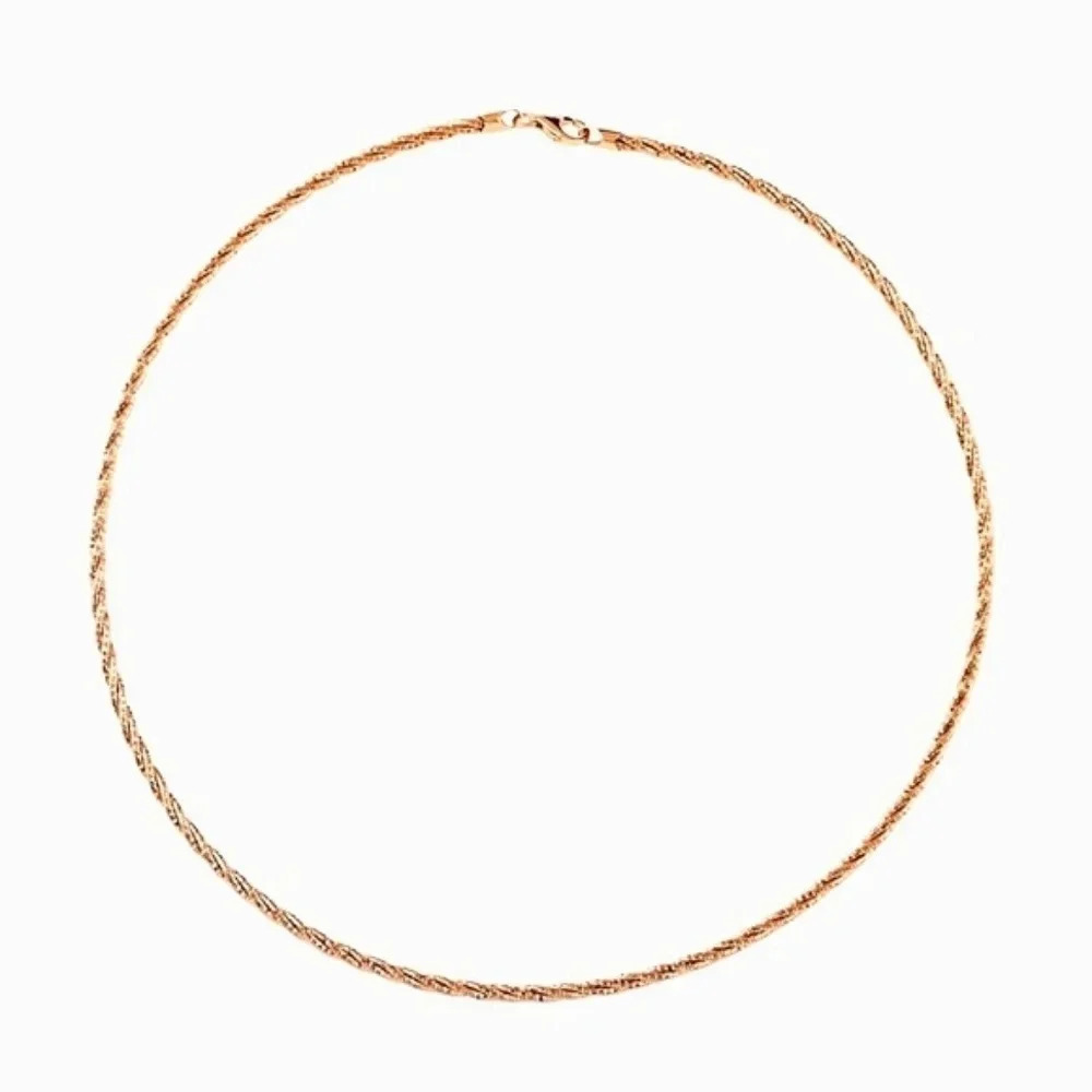 Omega Necklace Triple Twist 14kt Rose Gold Over Sterling Silver - Picture 6 of 7